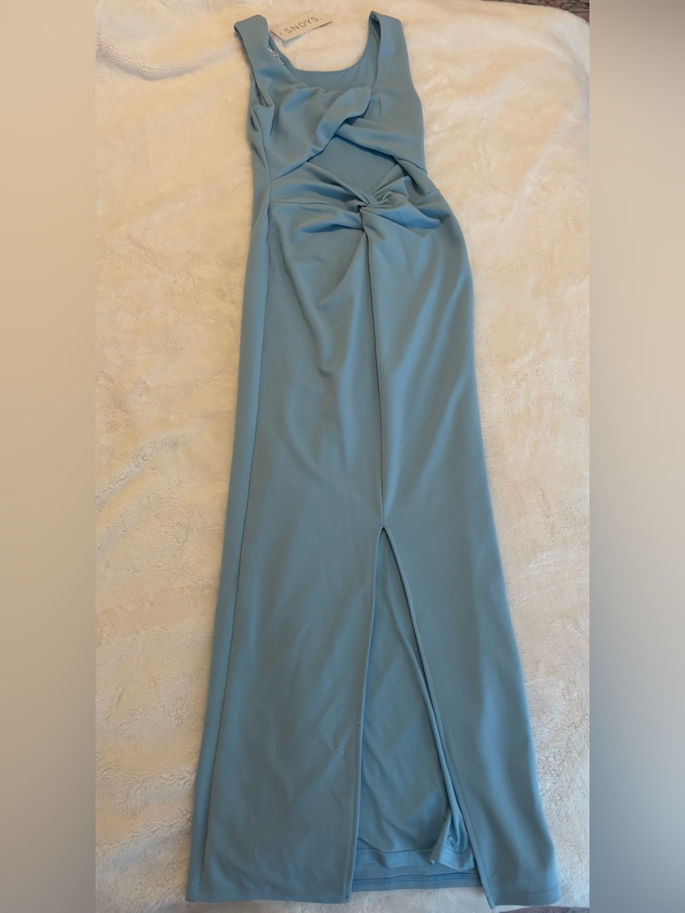 Sleeveless Twist-Front Maxi Dress in Dusty Blue